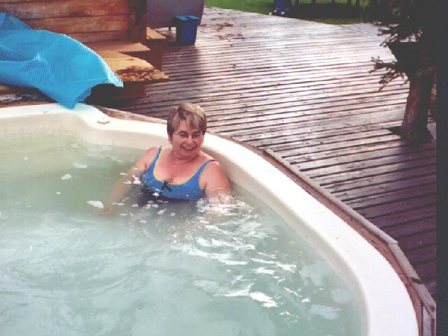 Relaxing in the hot tub at journey's end